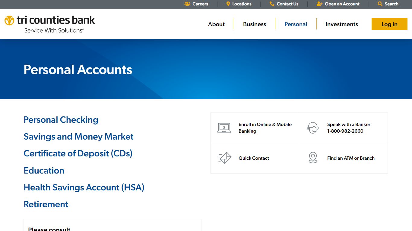 Personal Accounts :: Tri Counties Bank
